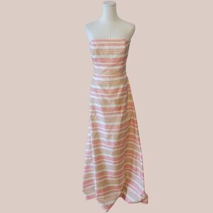 Kathlin Argiro Atelier Pink Striped Strapless Long Dress Size 10